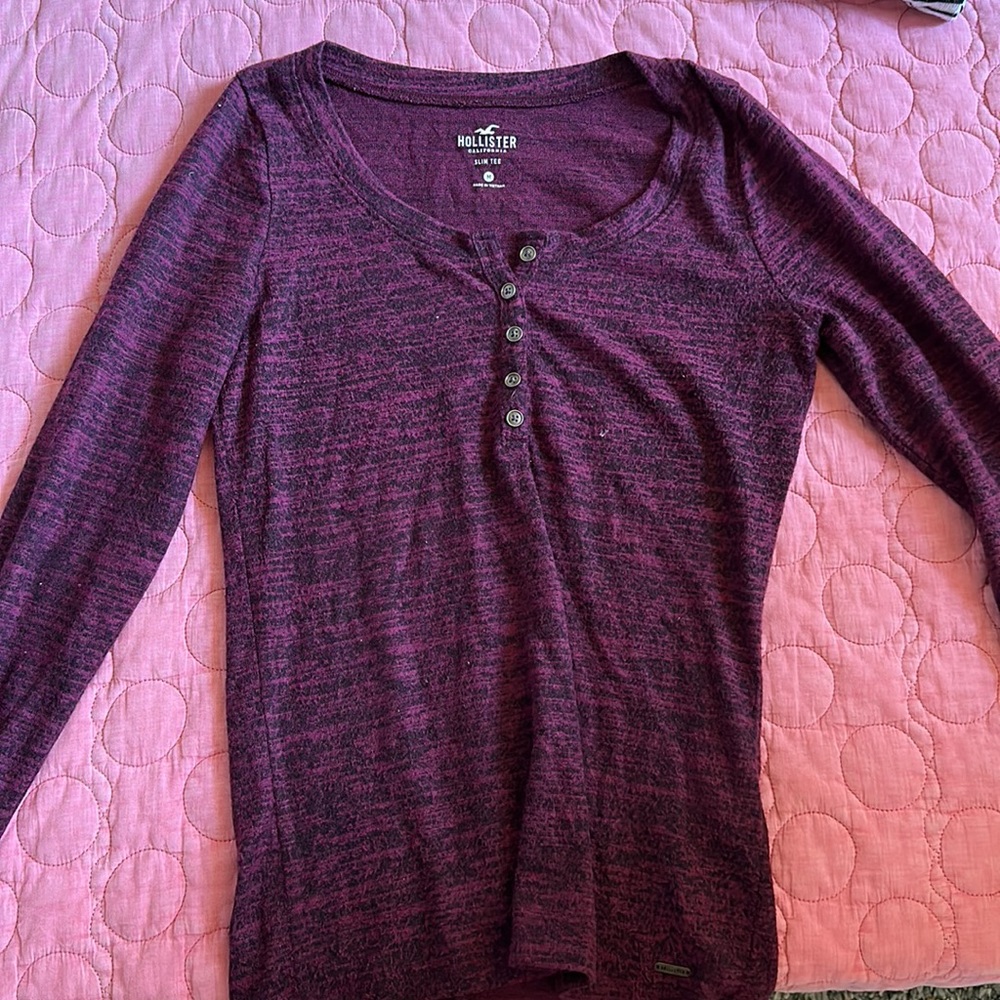 Purple/pink Hollister slim tee long sleeve
